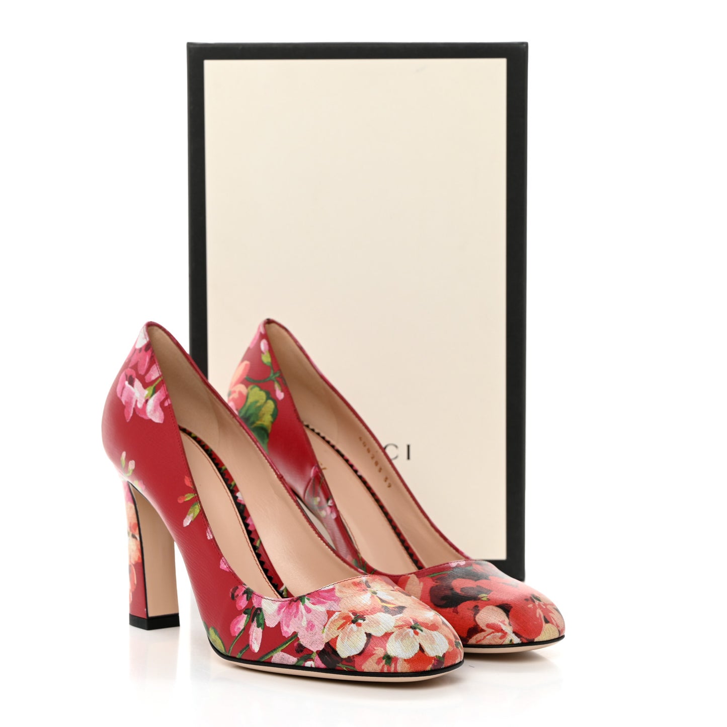 Calfskin Blooms Print High Heel Pumps 39 Romantic Cerise Multicolor