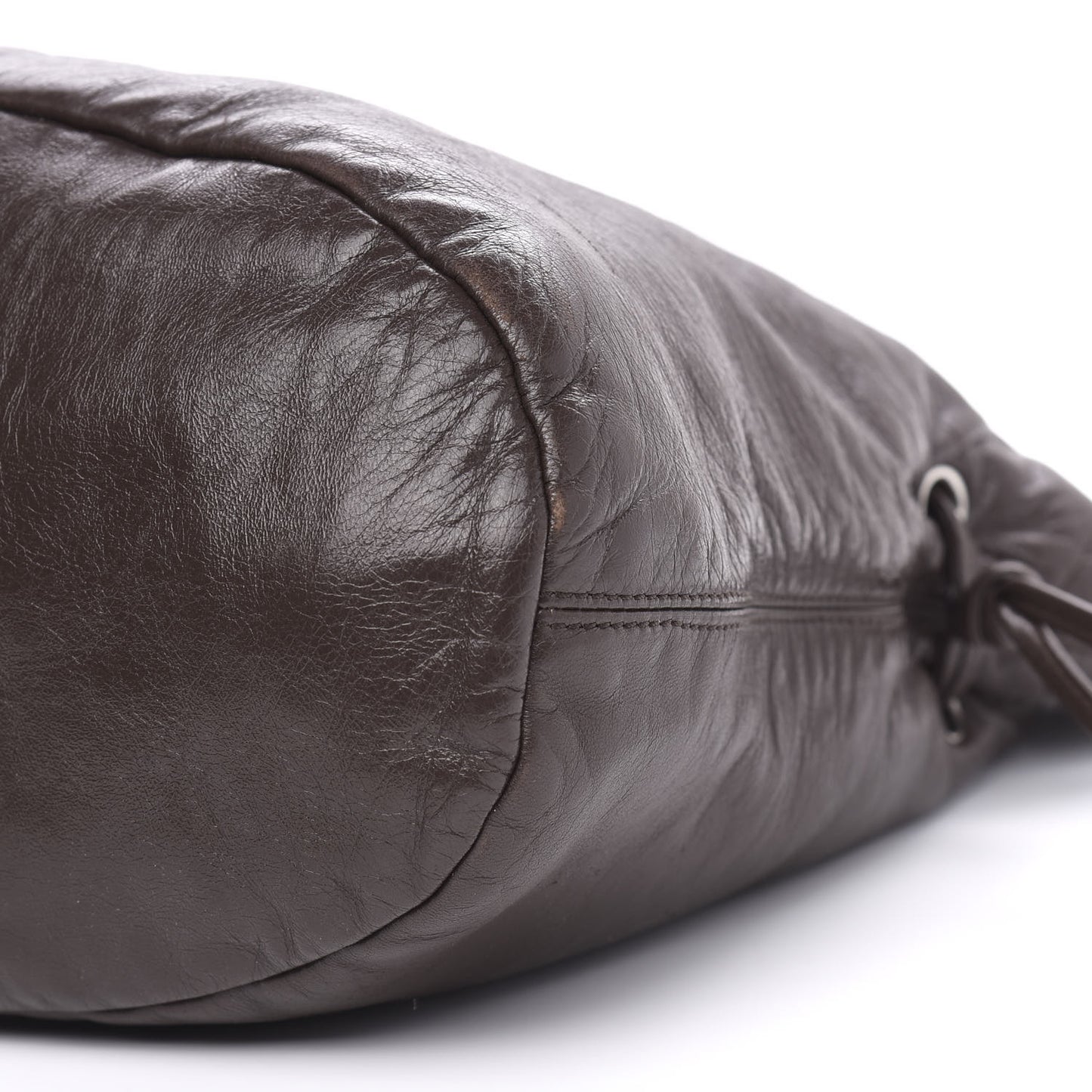 Tweed Lambskin Drawstring Tweedy Tote Brown