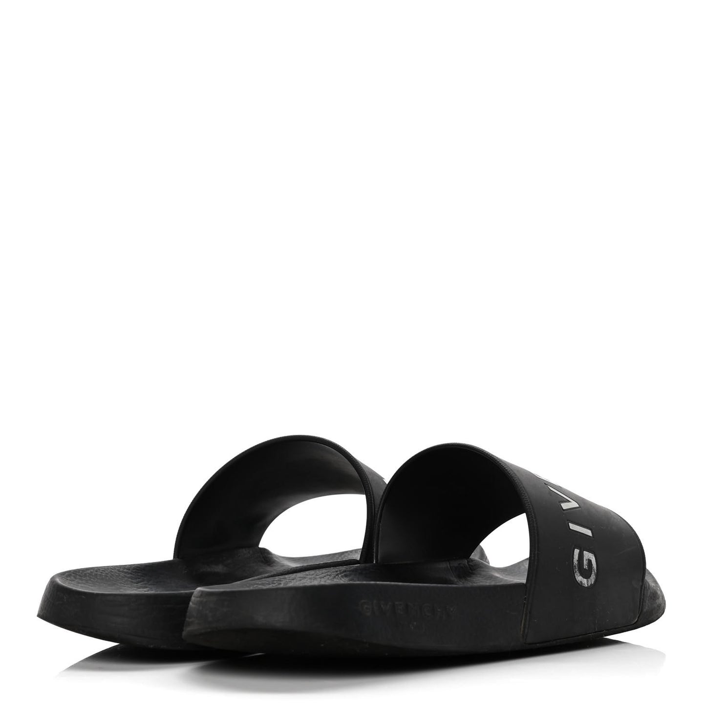 Rubber Logo Pool Slide Sandals 38 Black