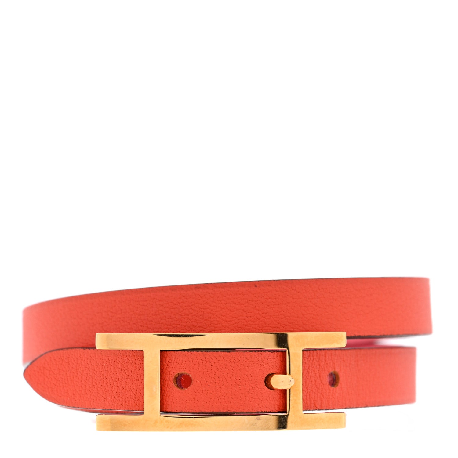 Hermes Swift Behapi Double Tour Reversible Bracelet XS Rose Azalee Orange Poppy 1 of 6