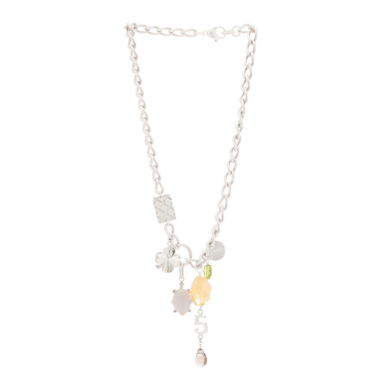 Chanel Sterling Silver Multi Gemstone Lucky Charms Necklace 3 of 6