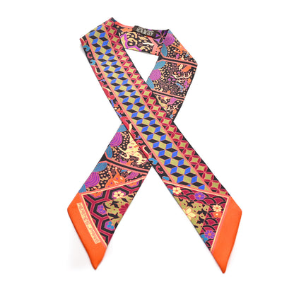 Hermes Silk Collections Imperiales Twilly Orange Fuchsia Black 1 of 3