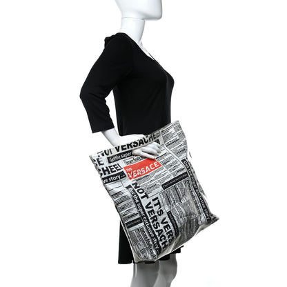 Versace PVC Tabloid Print Shopping Bag White Multicolor 2 of 12