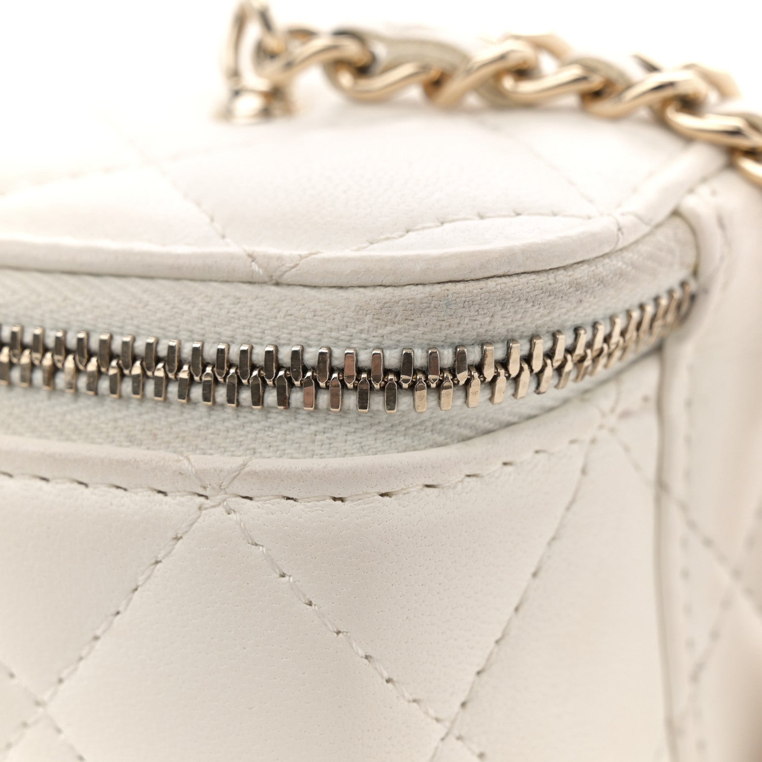 Chanel Lambskin Quilted Enamel CC Pearl Crush Small Vanity Case With Chain White 11 of 11
