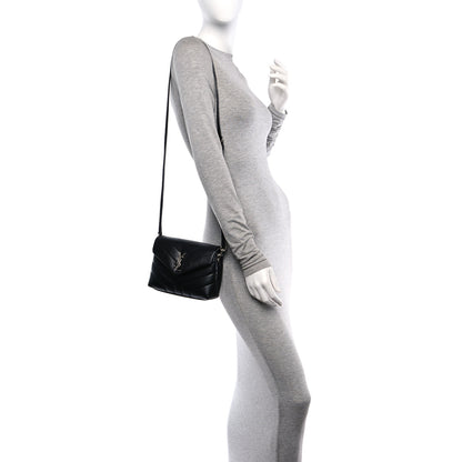 Saint Laurent Calfskin Y Quilted Monogram Toy Loulou Crossbody Bag Black 2 of 11