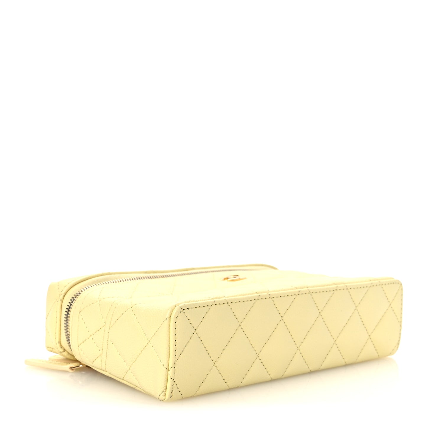 Caviar Quilted Trendy Handle Slim Vanity Light Yellow