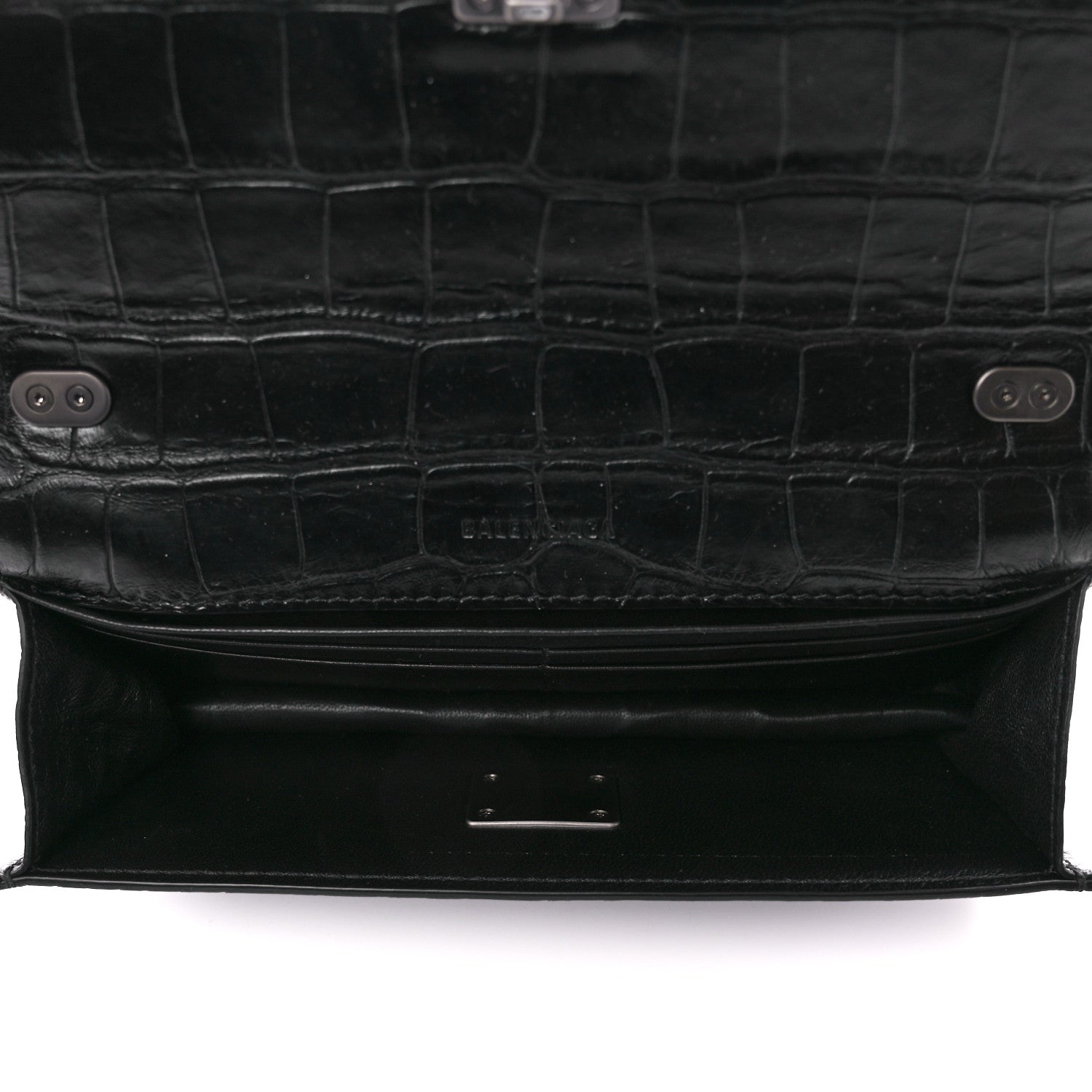 Balenciaga Extra Supple Calfskin Monochrome Crocodile Embossed Gossip Chain Bag XS Black 5 of 10
