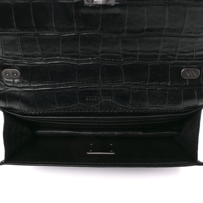 Balenciaga Extra Supple Calfskin Monochrome Crocodile Embossed Gossip Chain Bag XS Black 5 of 10