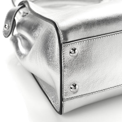 Fendi Vitello Catalan Mirror Medium Peekaboo Iconic Satchel Argento 7 of 8