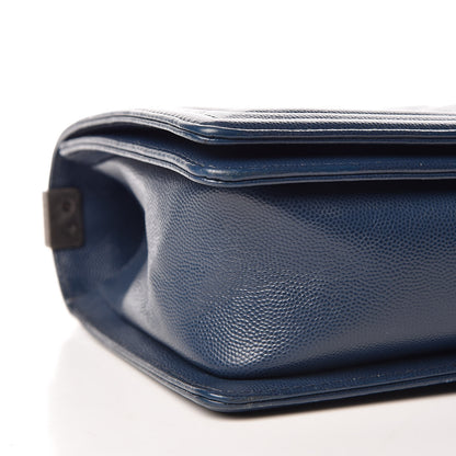 Chanel Caviar Quilted New Medium Boy Flap Dark Navy Blue 5 of 12