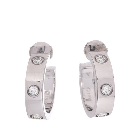 Cartier 18K White Gold 6 Diamond 5.5mm LOVE Hoop Earrings 1 of 7