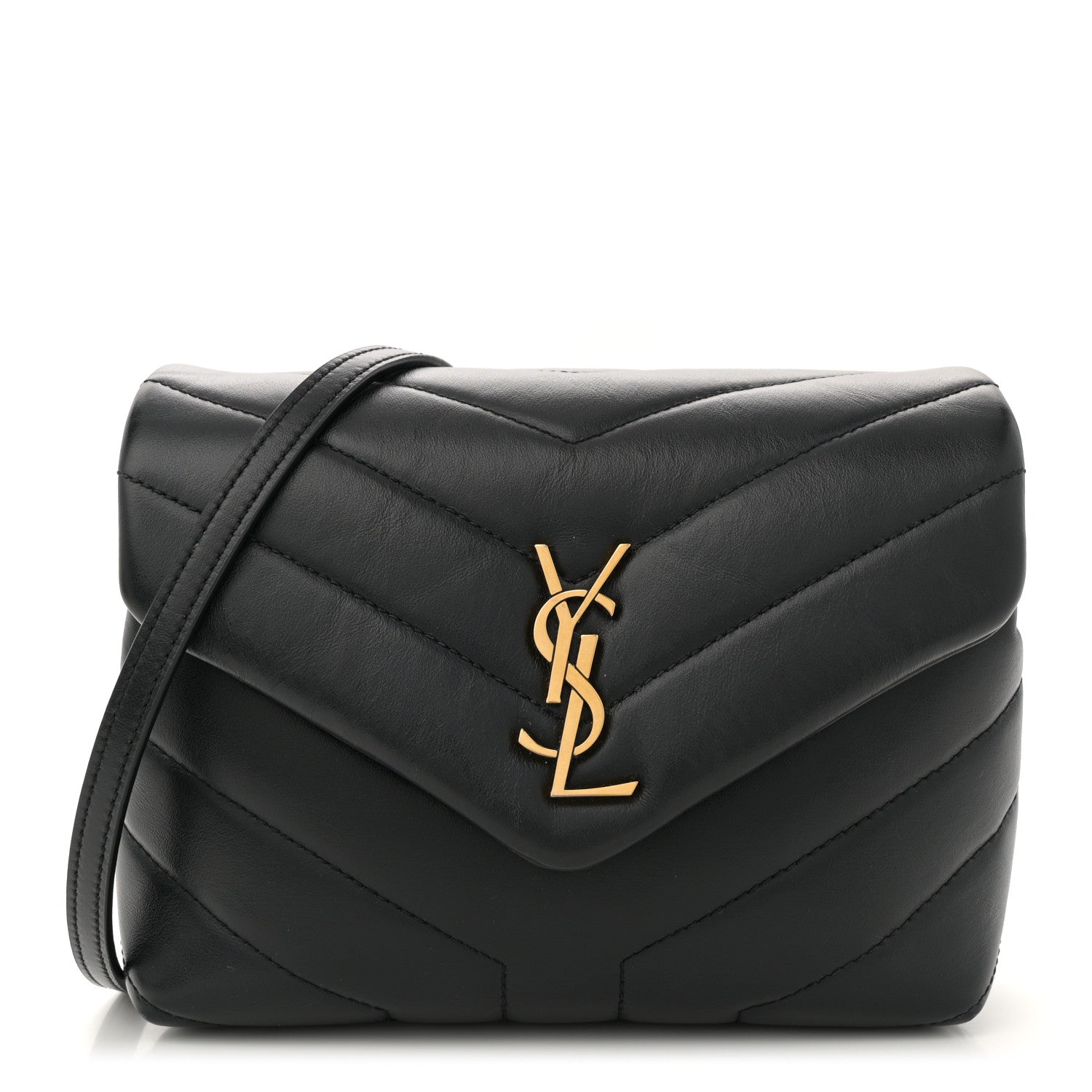 Saint Laurent Calfskin Y Quilted Monogram Toy Loulou Crossbody Bag Black 1 of 11