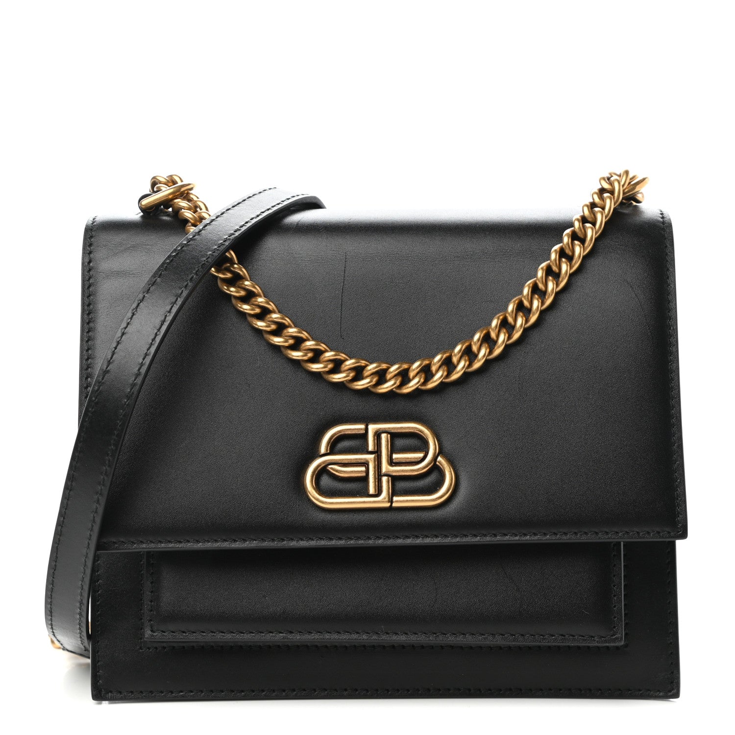 Balenciaga Box Calfskin S Sharp Chain Shoulder Bag Black 1 of 9