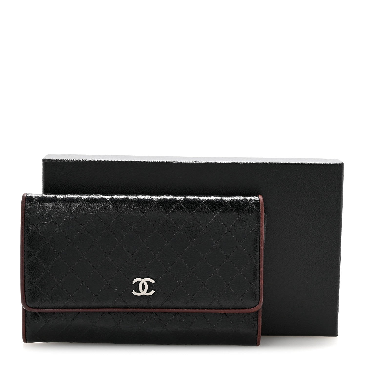 Chanel Calfskin Diamond Stitched Flap Wallet Black 15 of 15