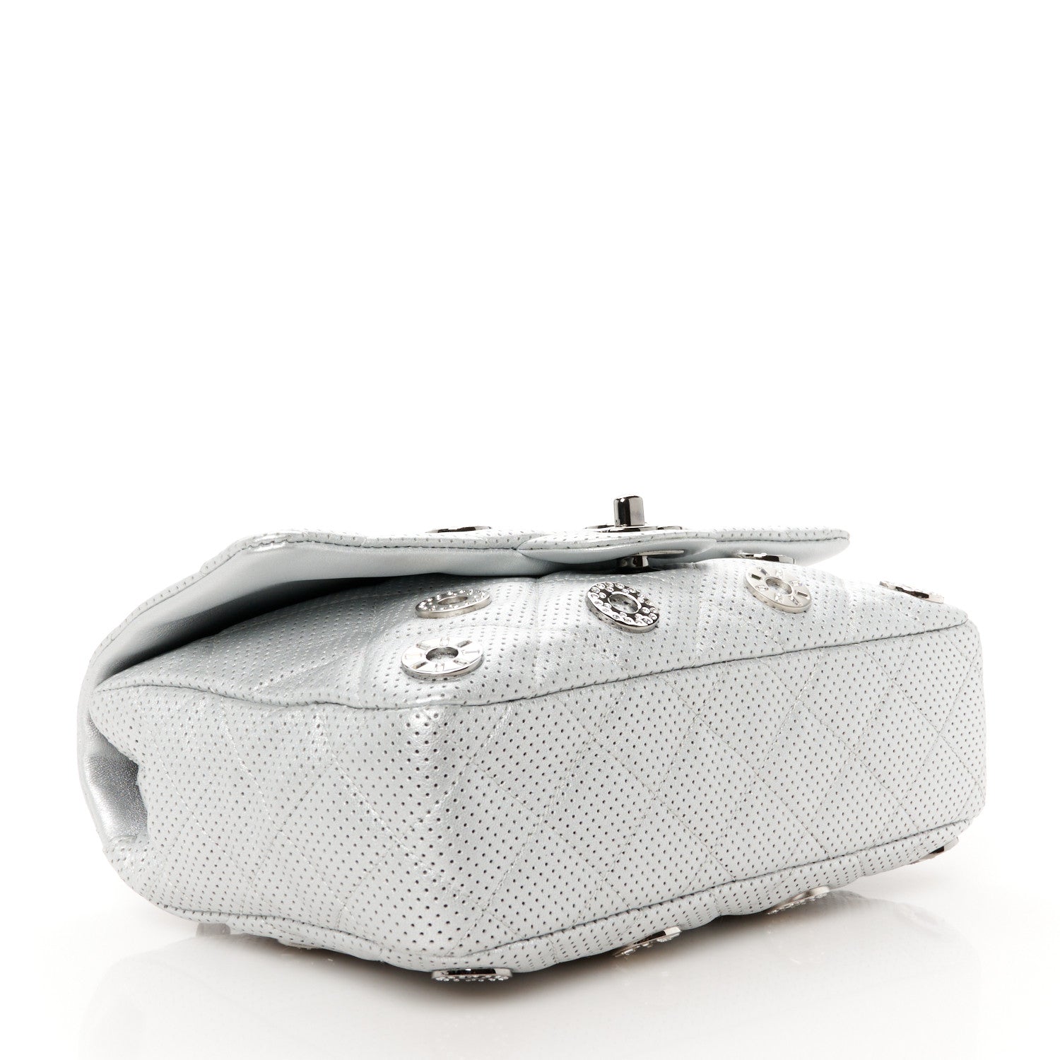 Chanel Perforated Metallic Lambskin Small CC Medals Flap Silver 4 of 11