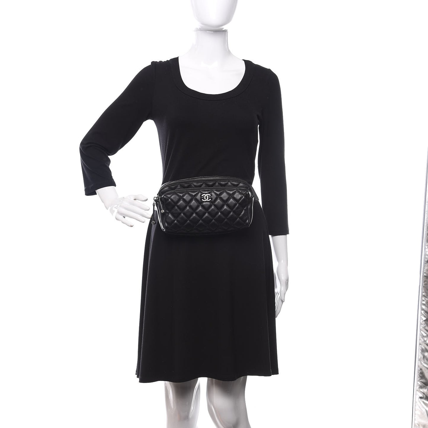 Calfskin Quilted Waist Bag Black