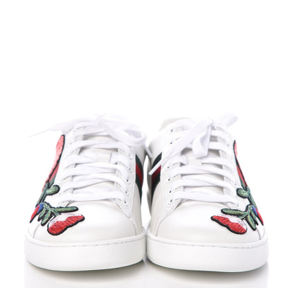 Gucci Calfskin Web Floral Embroidered Ace Sneakers 39.5 White 2 of 10