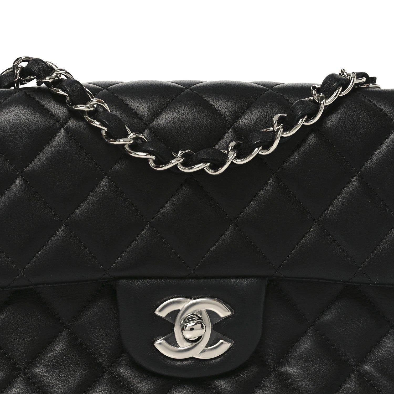 Chanel Lambskin Quilted Mini Rectangular Flap Black 8 of 11