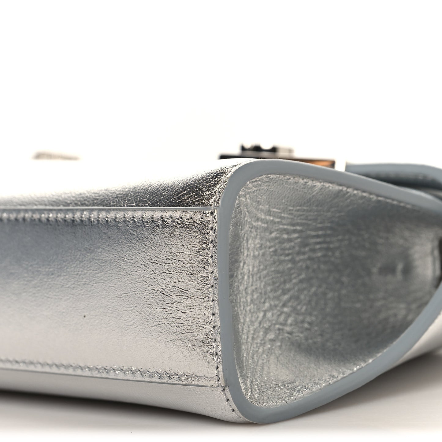 Metallic Lambskin Mini Hug Crossbody Bag Argento