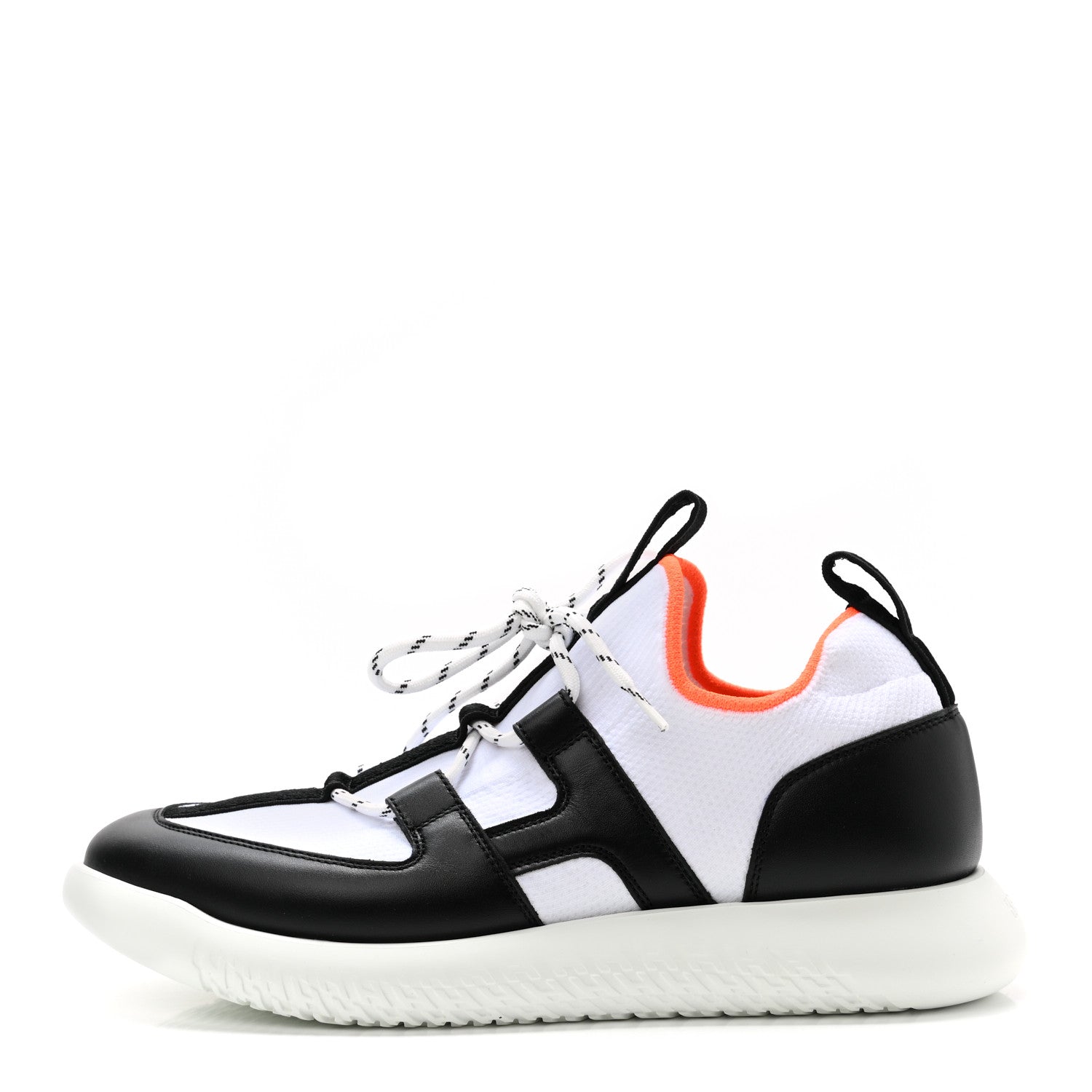 Hermes Technical Canvas Calfskin Mens Duel Sneakers 39 White Black 1 of 8