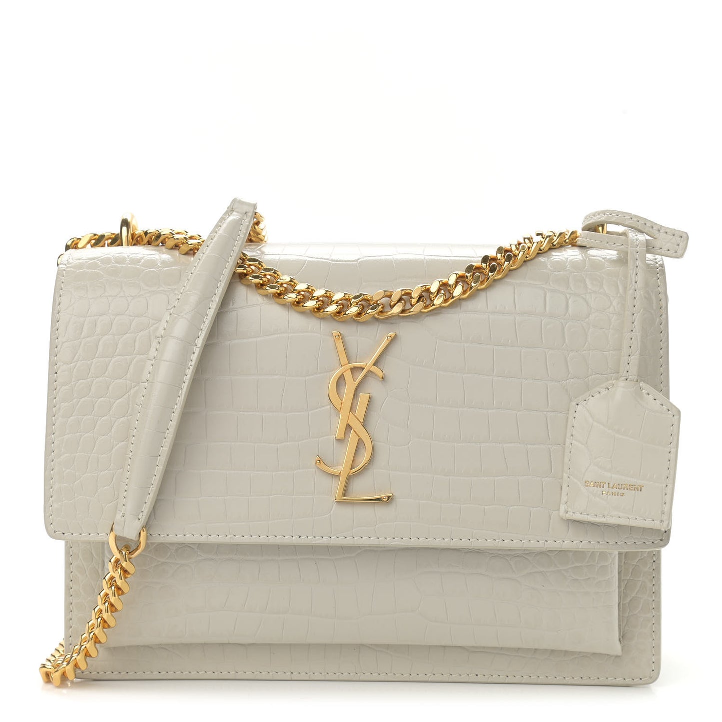 Calfskin Crocodile Embossed Medium Monogram Sunset Blanc Vintage