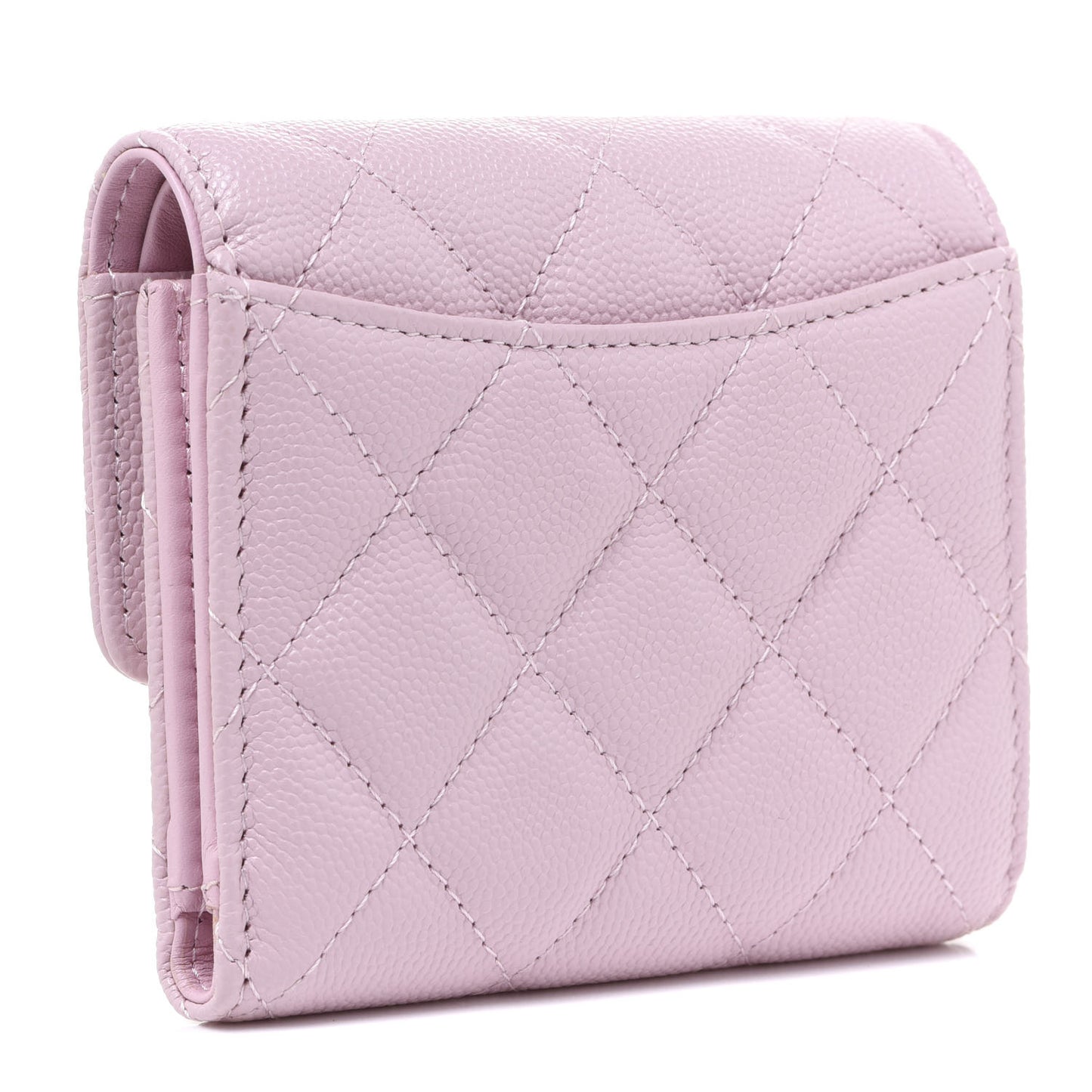 Caviar Quilted Compact Flap Wallet Light Pink