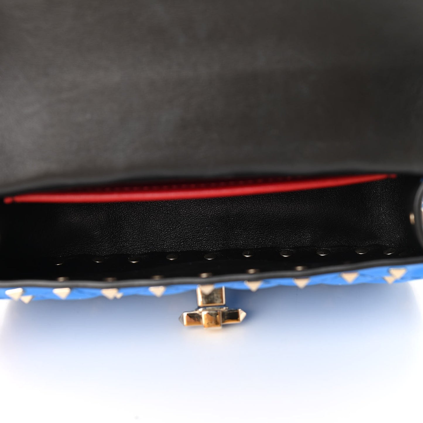 Calfskin Mini Rockstud Spike Shoulder Bag Blue Fluo