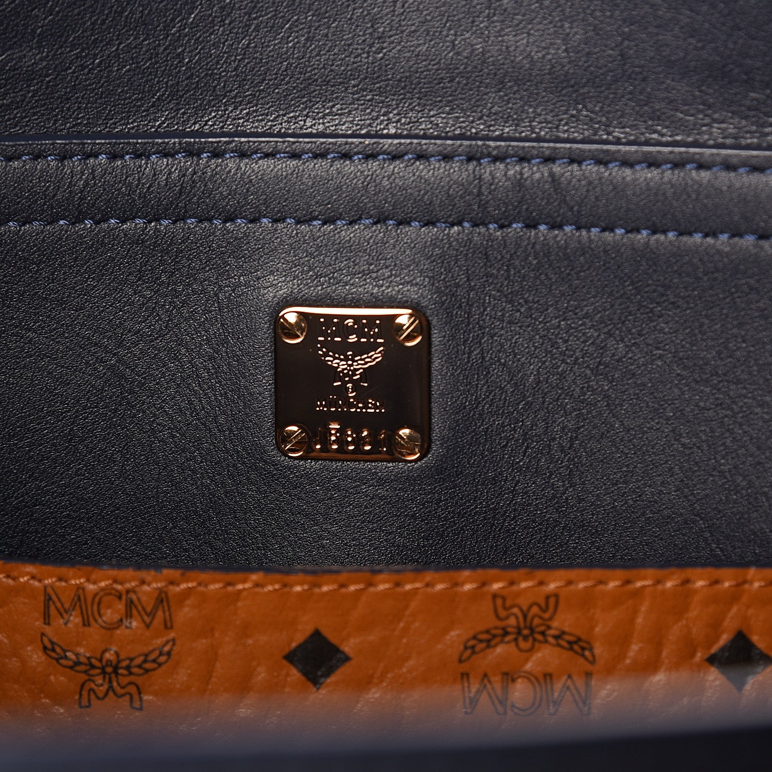 MCM Calfskin Claudia Crossbody Bag True Navy 5 of 8