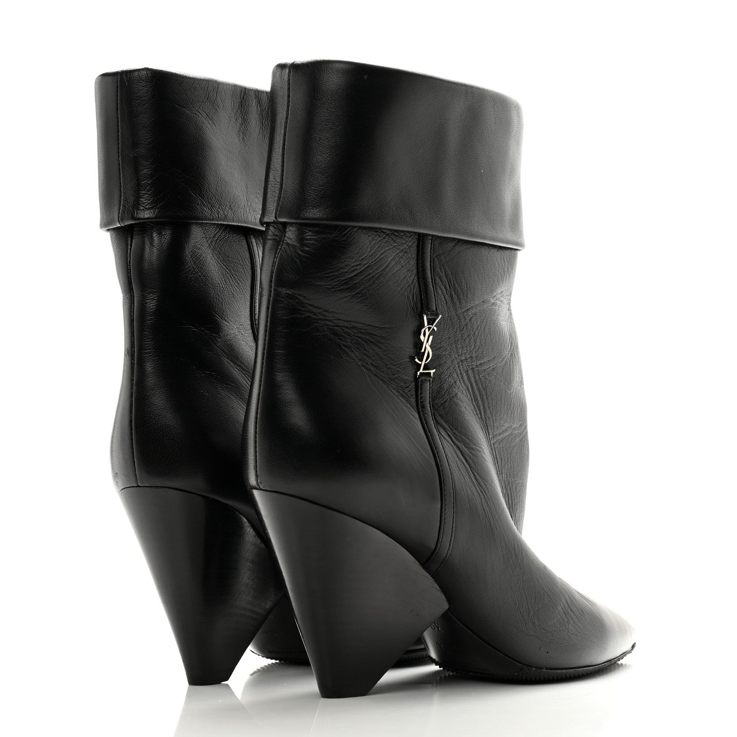 Saint Laurent Lambskin Liz 85 Wedge Booties 39 Black 4 of 11