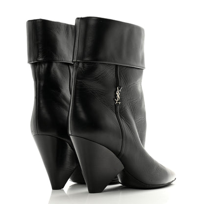 Saint Laurent Lambskin Liz 85 Wedge Booties 39 Black 4 of 11