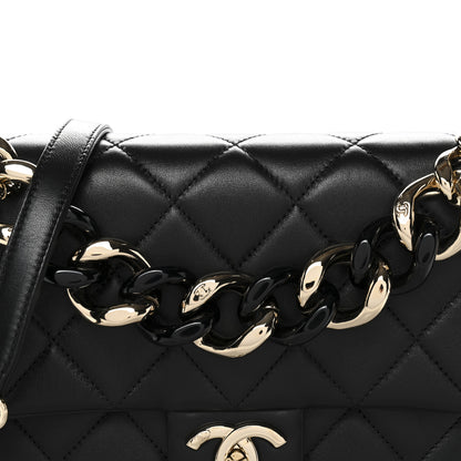 Chanel Lambskin Quilted Resin Bi-Color Chain Flap Bag Black 8 of 10