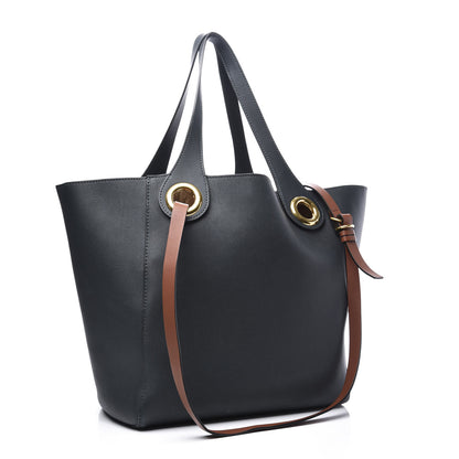 Burberry Calfskin Grommet Detail Tote Dark Emerald 3 of 14