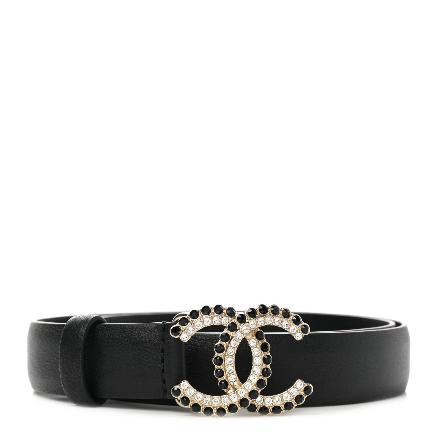 Chanel Calfskin Crystal CC Belt 85 34 Black 1 of 6