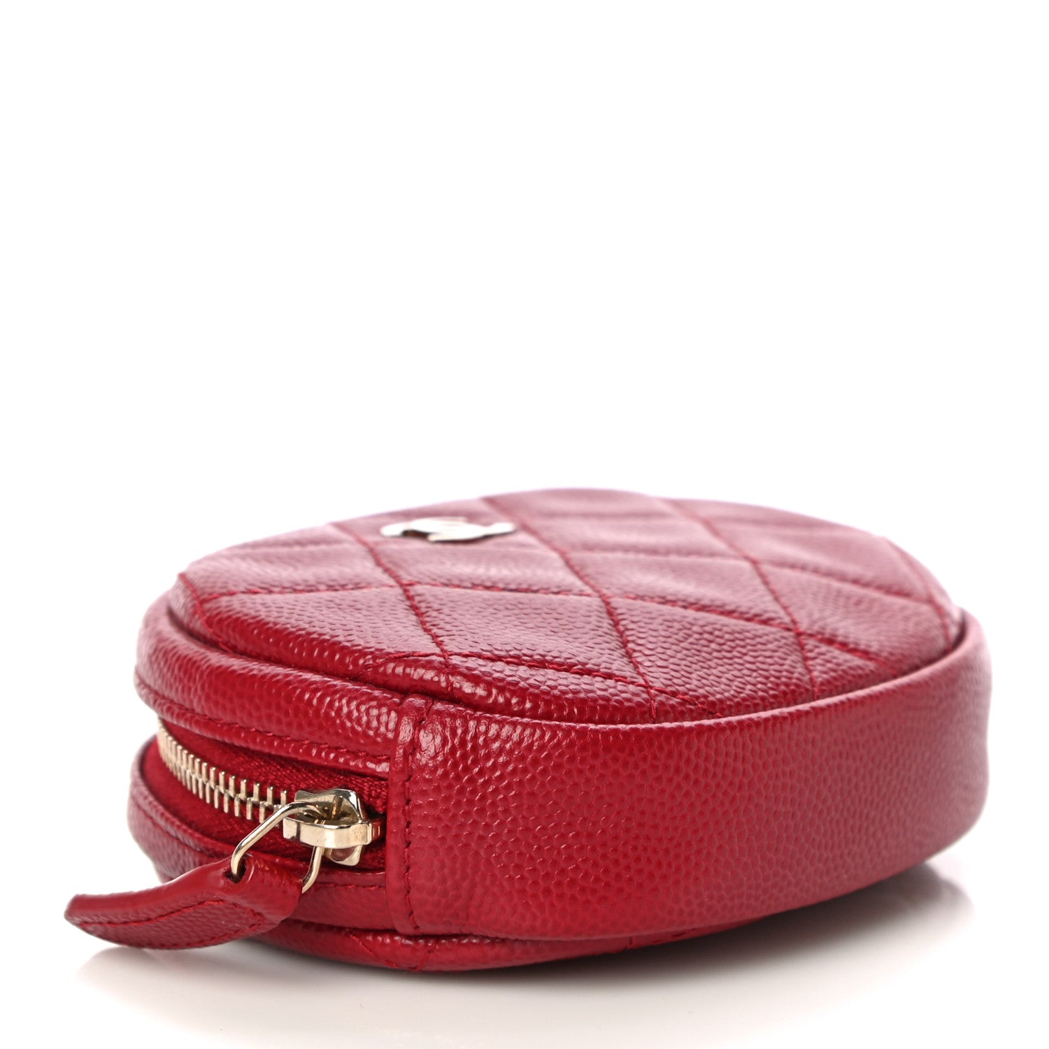 Chanel Caviar Quilted Zip Around Classic Coin Purse Red 4 of 9