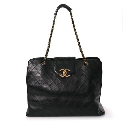 Chanel Calfskin Stitched XL Weekender Black 1 of 13