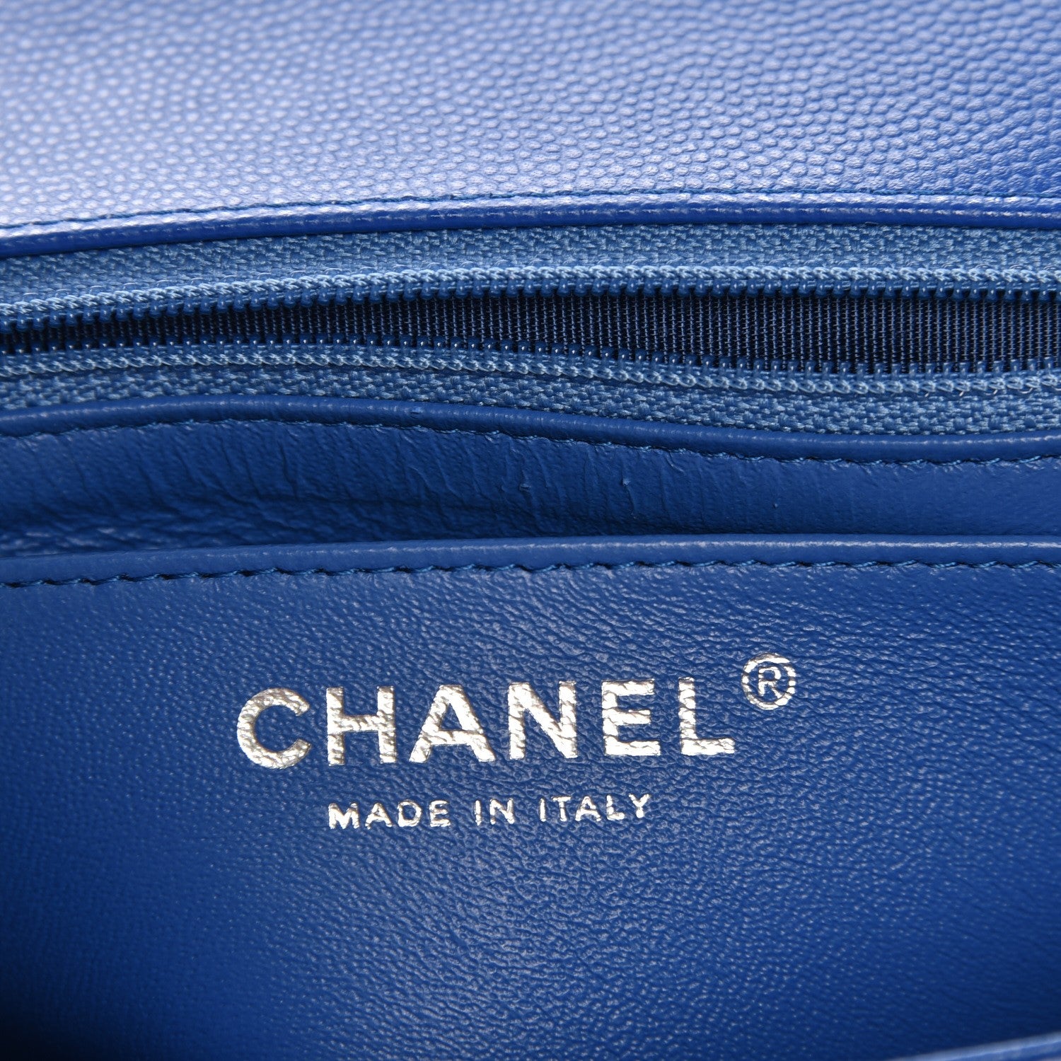 Chanel Caviar Chevron Quilted Mini Square Flap Blue 6 of 8