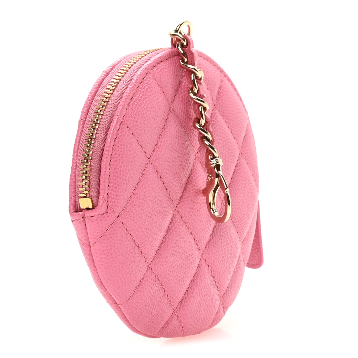 Chanel Caviar Quilted Round Clip On Coin Purse Pink 3 of 8