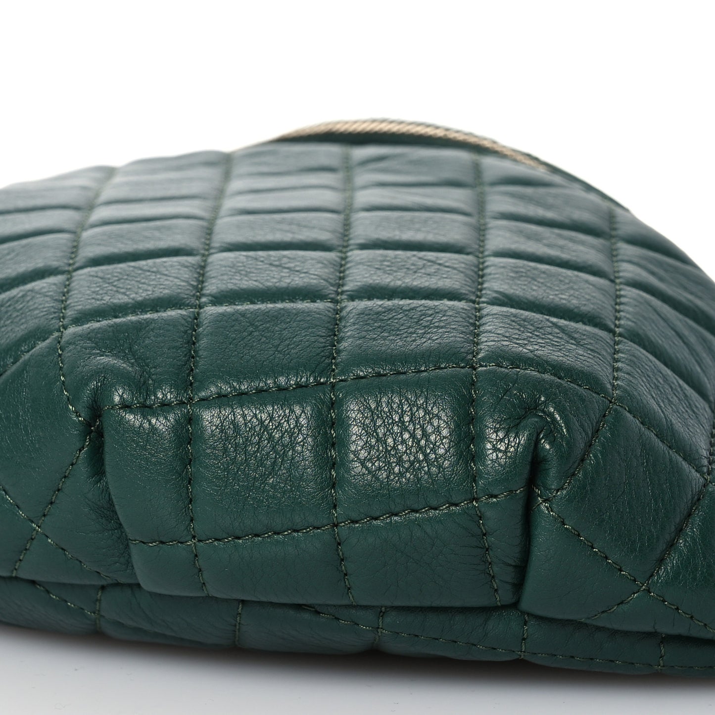 Calfskin Quilted Banane Waist Bag Fanny Pack Dark Green