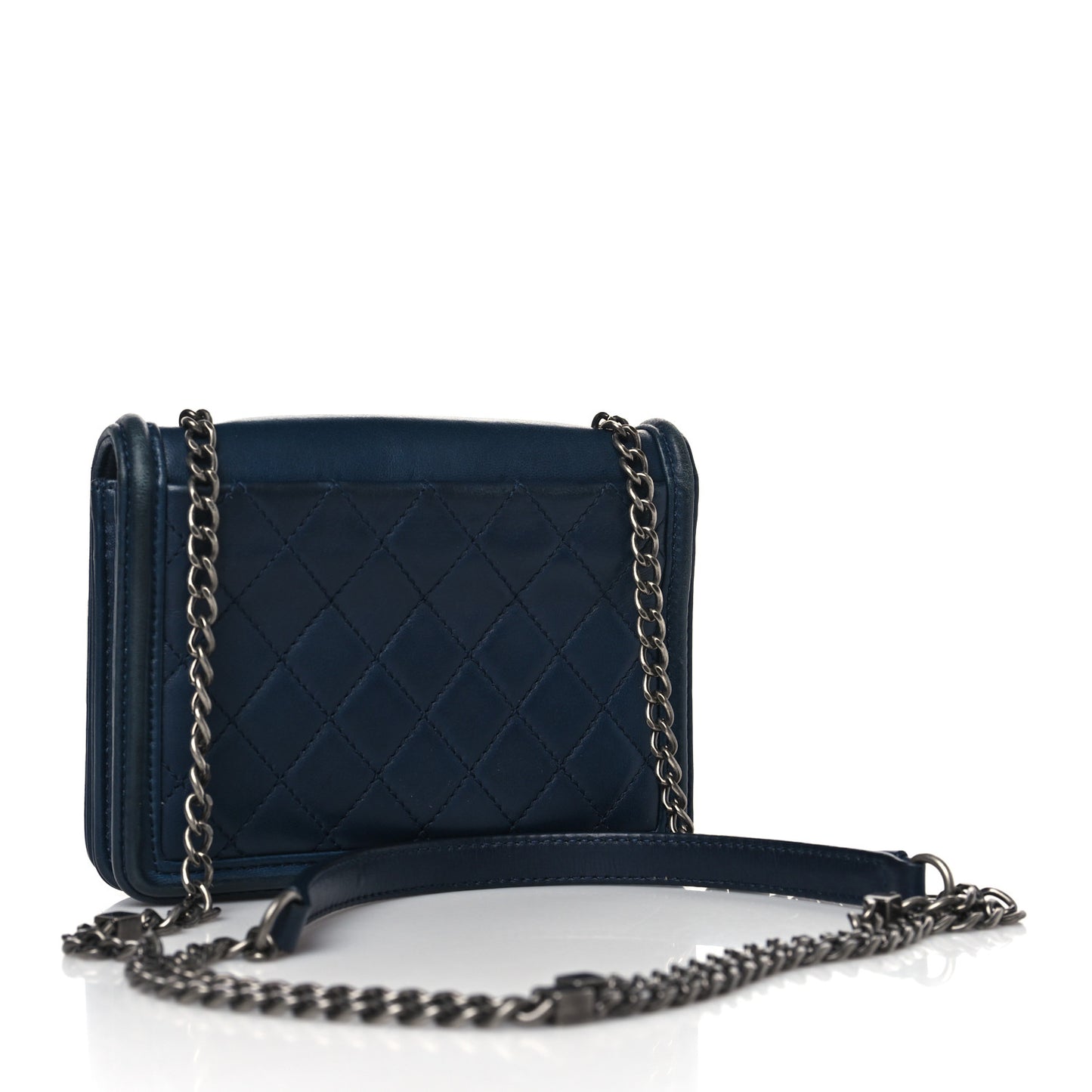 Plexiglass Lambskin Mini Boy Brick Flap Blue