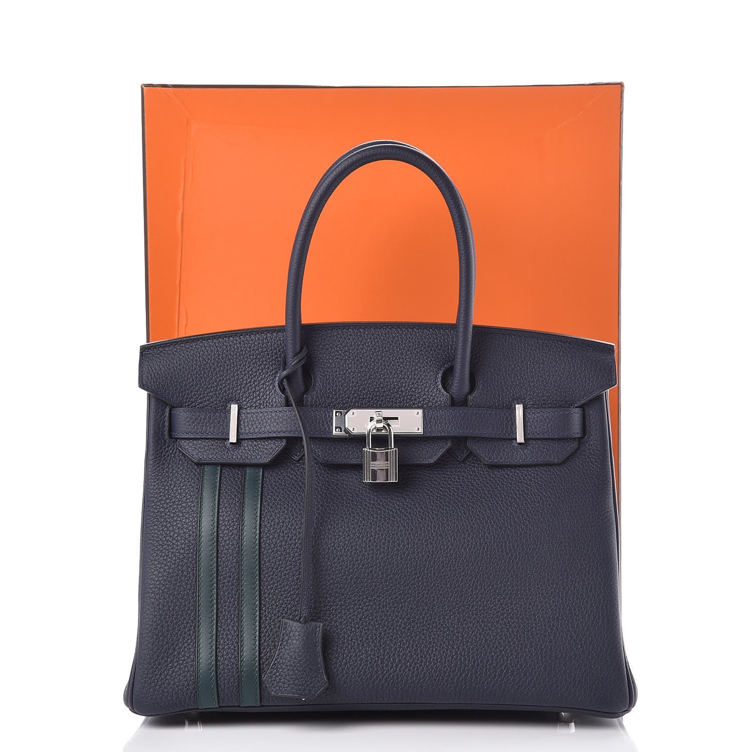 Hermes Togo Swift Officier Birkin 30 Bleu Nuit Vert Cypress 39 of 39