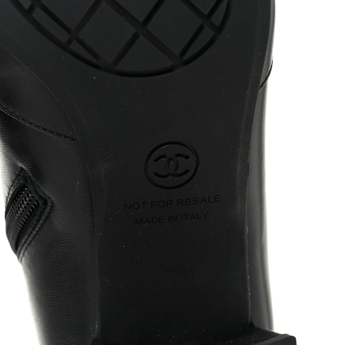 Stretch Lambskin Cap Toe CC Uniform Short Boots 38 Black
