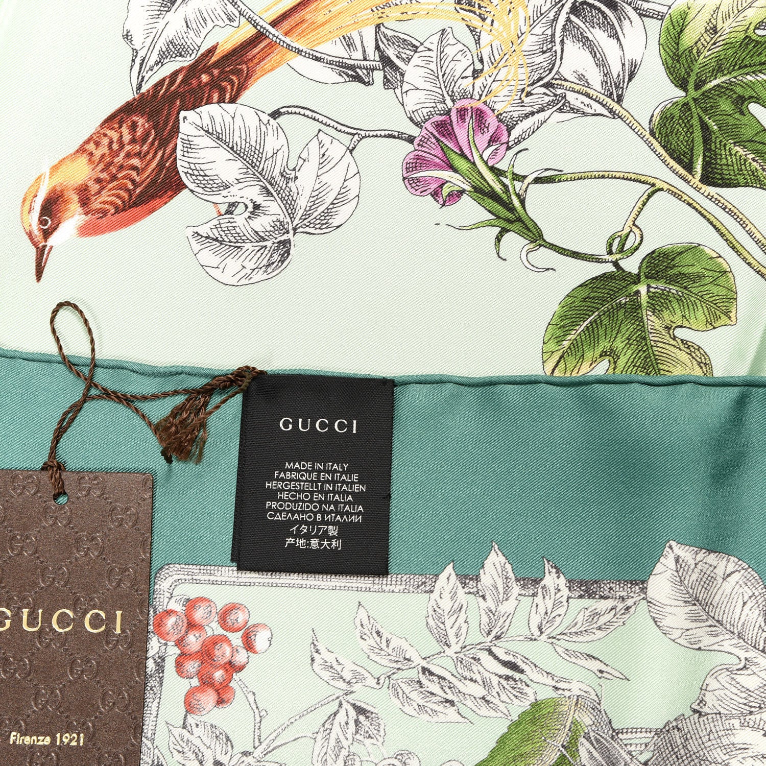 Gucci Silk Twill Wondergardenia Square Scarf Emerald 2 of 3
