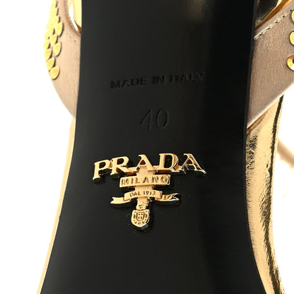 Prada Satin Crystal Triangle Modellerie 100mm Sandals 40 Platino 6 of 8
