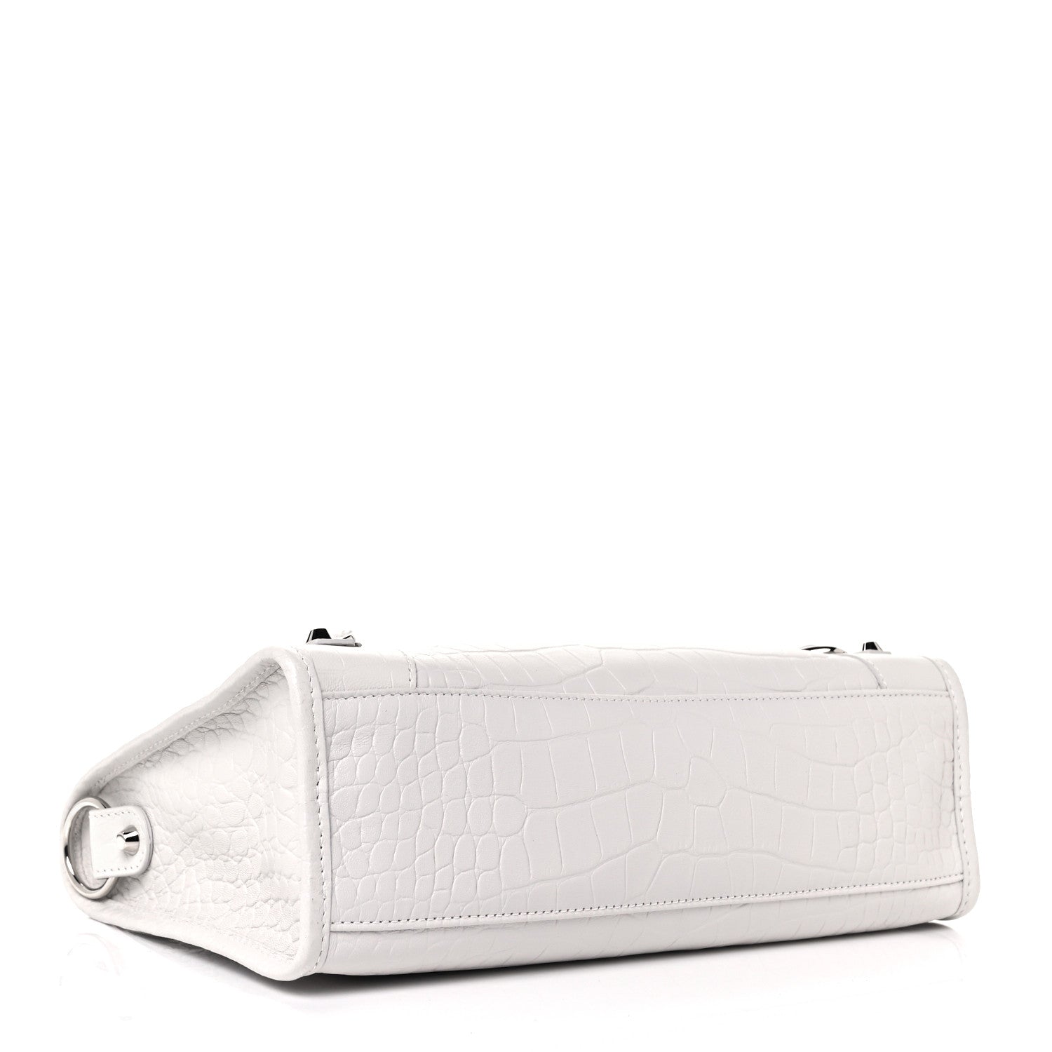 Balenciaga Matte Supple Lambskin Crocodile Embossed Classic Silver Hardware S City White 4 of 10