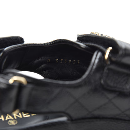 Chanel Grained Calfskin Velcro Dad Sandals 38 Black 8 of 9