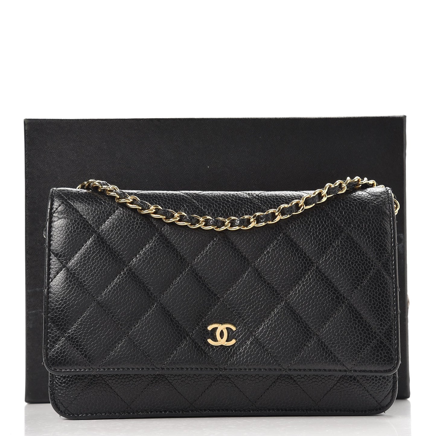Caviar Quilted Wallet On Chain WOC Black