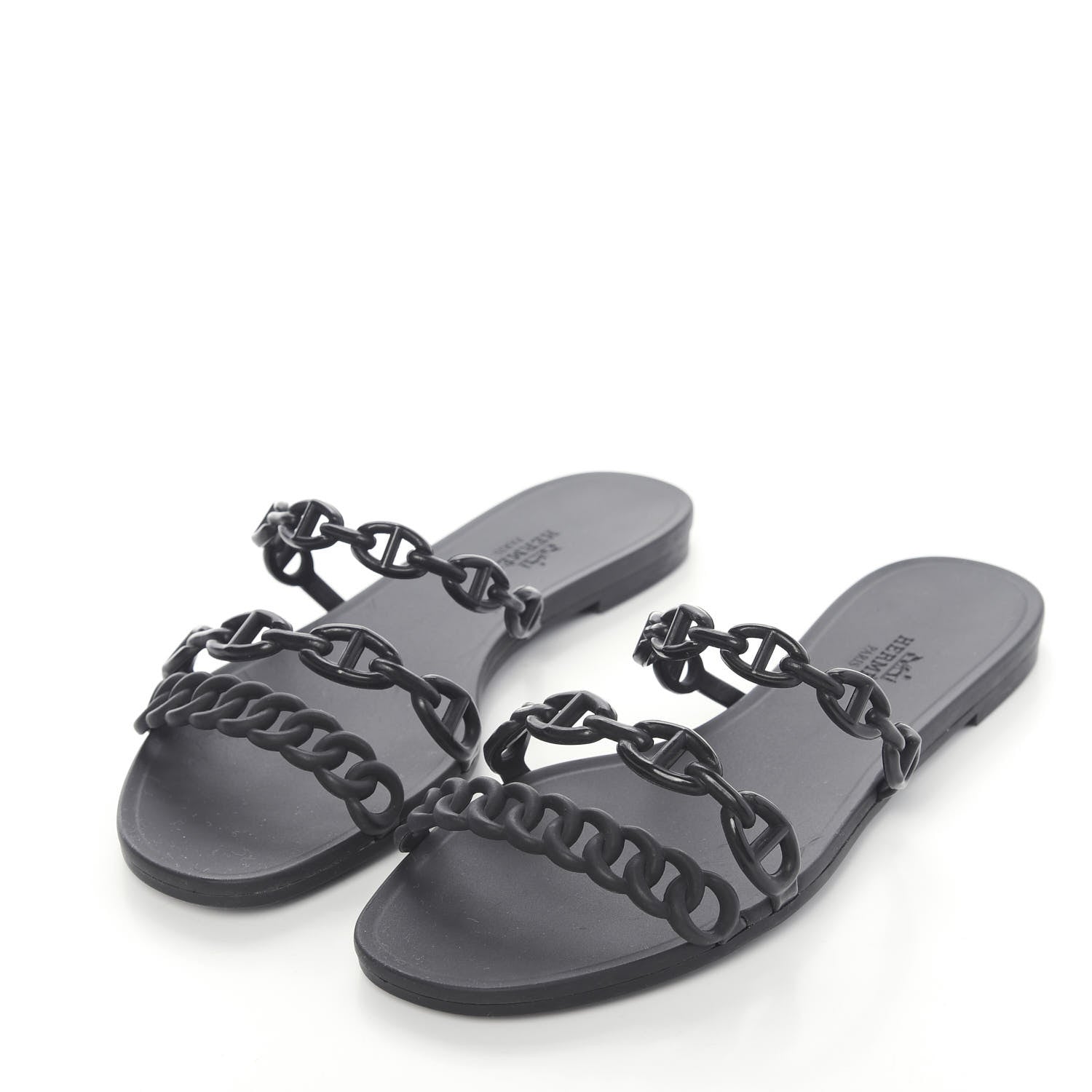 Hermes Rubber Chaine d'Ancre Rivage Sandals 36 Black 3 of 9