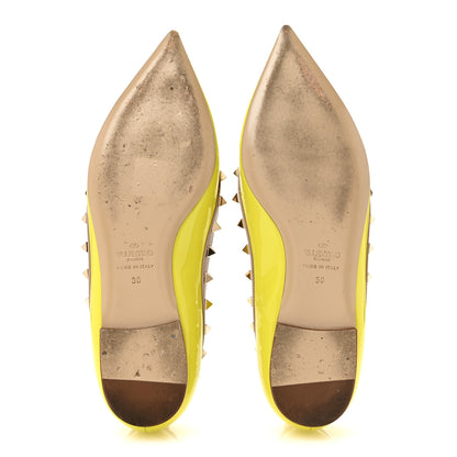 Valentino Garavani Patent Nappa Rockstud Ballerina Flats 38 Acid Yellow 6 of 9