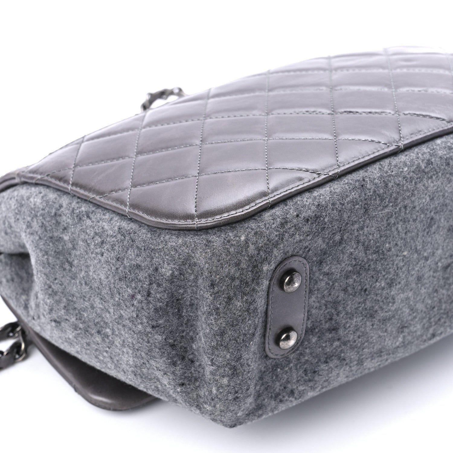 Chanel Felt Glazed Calfskin Quilted Edelweiss Flower Flap Grey 12 of 13
