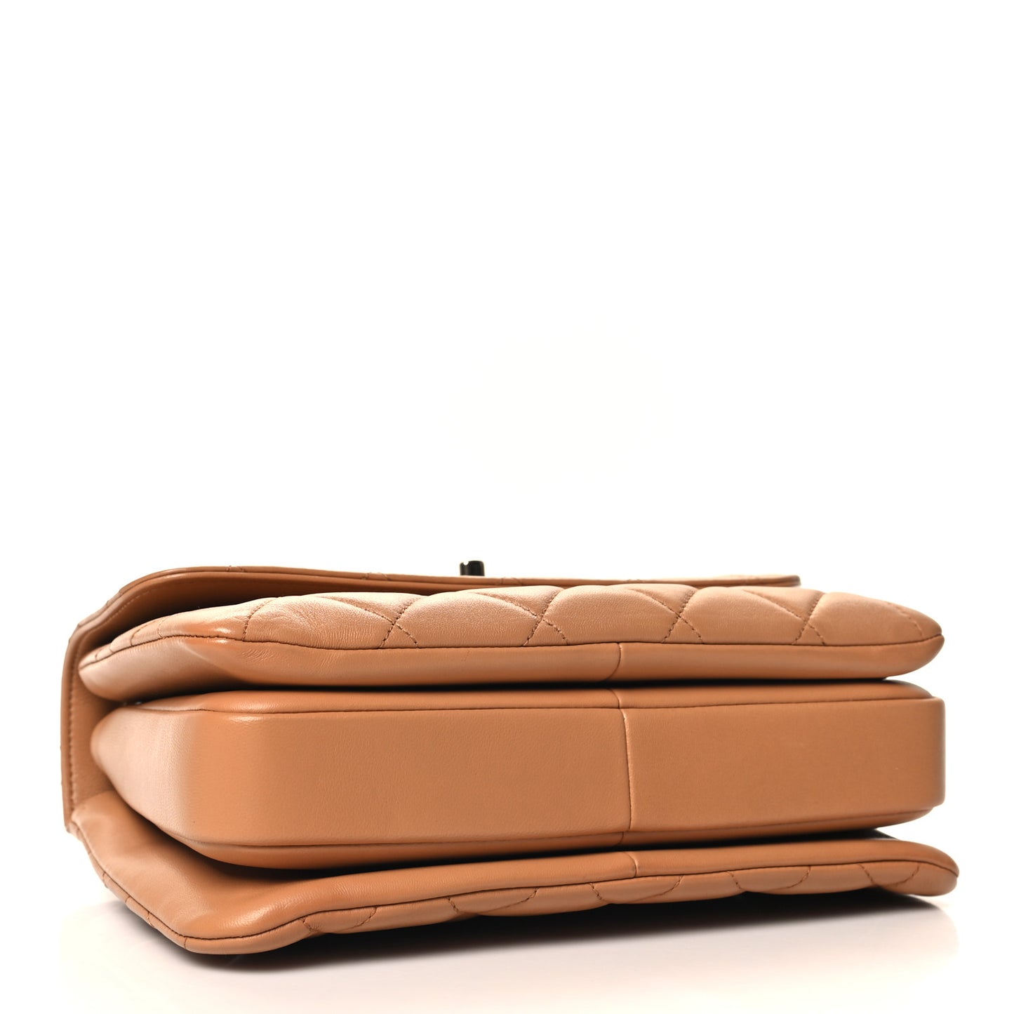 Lambskin Quilted Small Trendy CC Dual Handle Flap Bag Camel